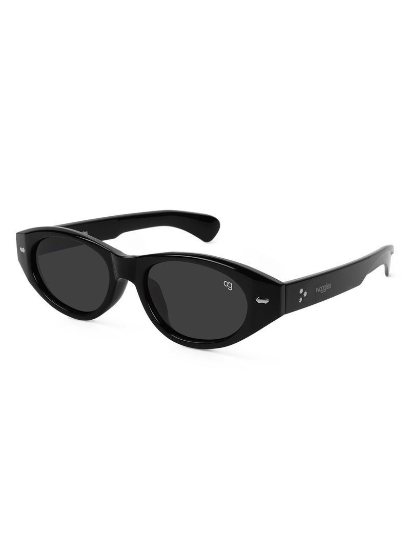 Woggles Designer Black Oval Sunglasses| Men & Women| 100% Uv Protection - Image 2