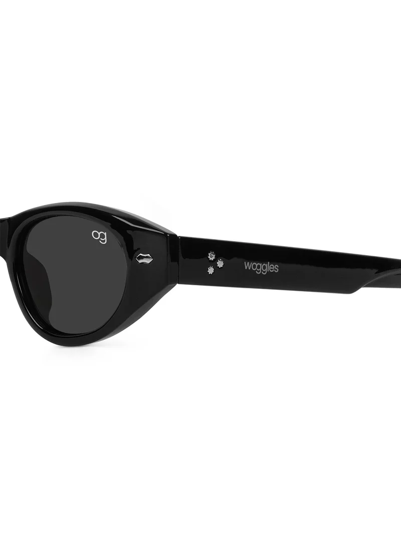 Woggles  Designer Black Oval Sunglasses| Men & Women| 100% Uv Protection  | Best Price UAE