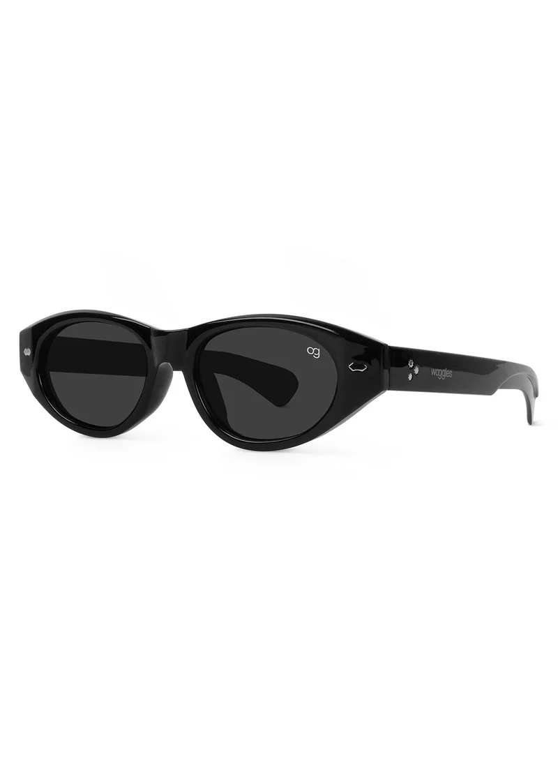 Woggles  Designer Black Oval Sunglasses| Men & Women| 100% Uv Protection  | Best Price UAE