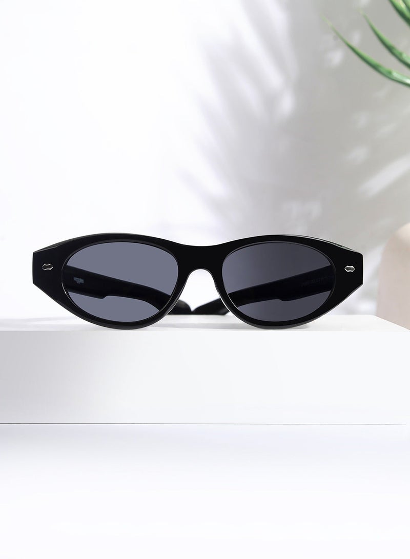 Woggles Designer Black Oval Sunglasses| Men & Women| 100% Uv Protection - Image 1