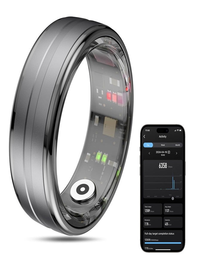 MagLoop Smart Ring Health Tracker for Men/Women,Fitness Ring Sleep Tracker,Fast Charging for Long-Lasting Use,for Pedometer Exercise,Monitor Sleep, Heart Rate, Stress,Waterproof (Deep Gray, 11)