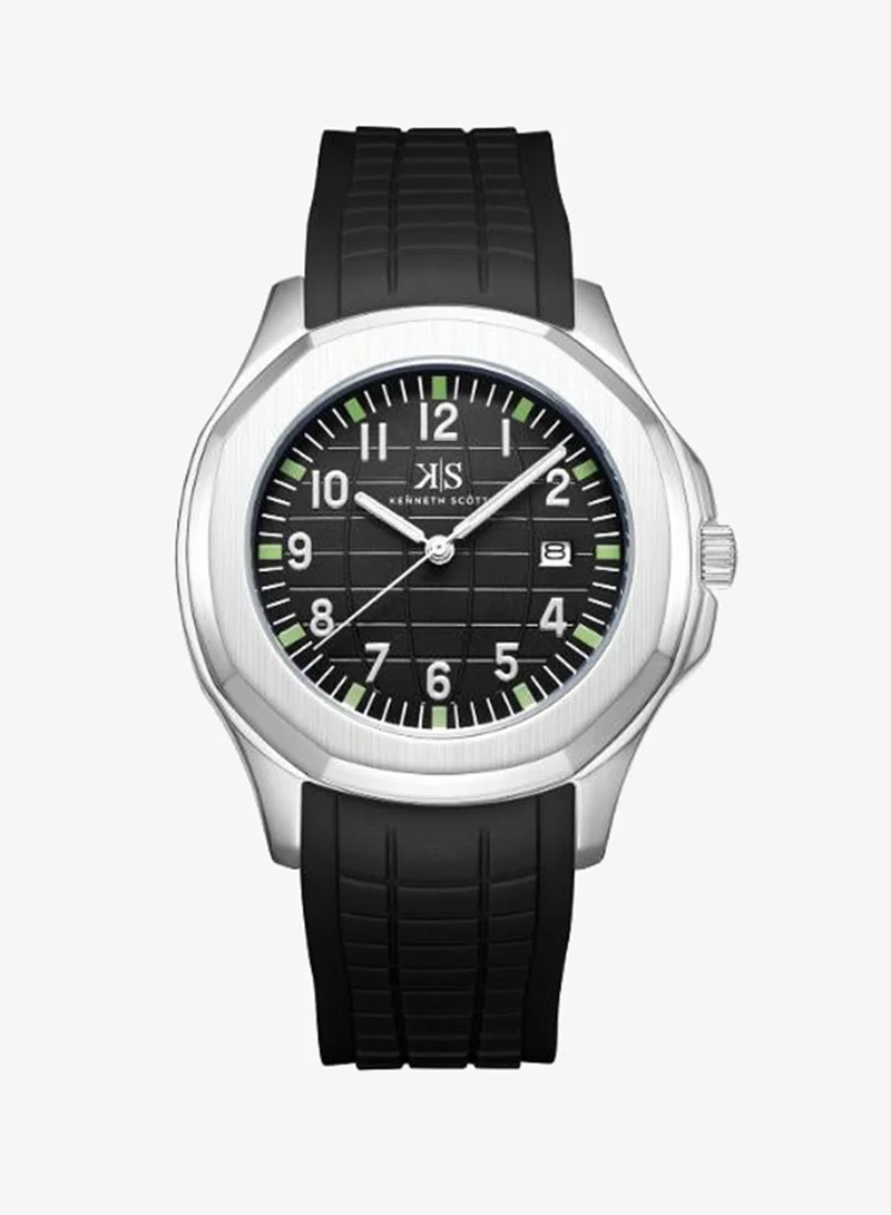 KENNETH SCOTT Men's Silicone Analog Watch K24014-SSBB - 45 mm