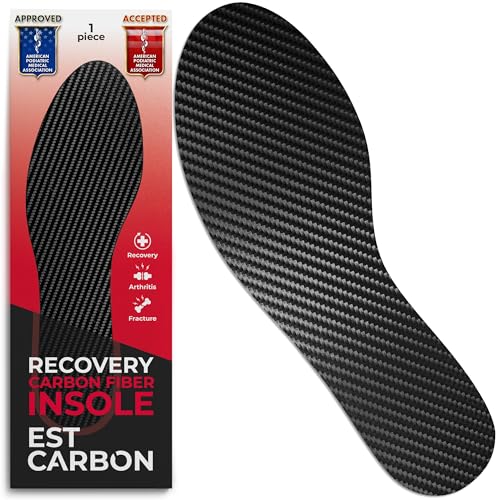 EstCarbon - Carbon Fiber Insole - 1 pc, Men 11-11.5, Women 12-12.5 - Unisex Orthotic Shoe Insert - Stiff Foot Plate - Turf Toe, Hallux Rigidus, Flat Feet, Plantar Fasciitis, Mortons Extension - Image 1
