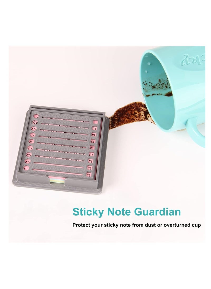 SYOSI Sticky Note Holder with Stencil, Dispenser Compatible with Post-It Note, Organizer for 3x3 Self-Sticky Note Pads, Includes Sticky Notes  - Image 4