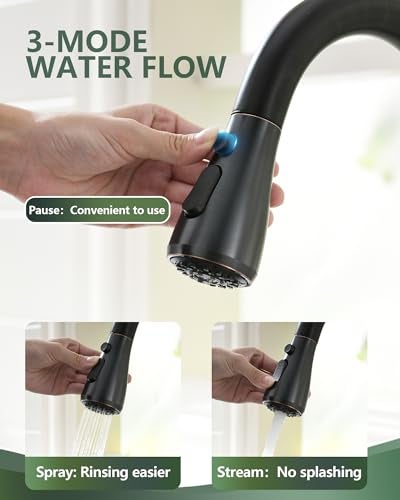 VFAUOSIT Oil Rubbed Bronze Faucet with Pull Down Sprayer - Bronze Kitchen Sink Faucet, Single Handle, Single or 3 Hole, Sprayer - Image 4