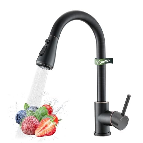 VFAUOSIT Oil Rubbed Bronze Faucet with Pull Down Sprayer - Bronze Kitchen Sink Faucet, Single Handle, Single or 3 Hole, Sprayer - Image 1