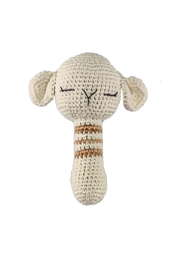 IAF Crochet Rattle Teething Toy for Newborn 0-6 Months Infants, Handmade Knitting animal Cotton Teether Toy, Music Shaker Rattle for Hand Grip, Boy Girl, Unisex First Baby Shower Gift - Image 1