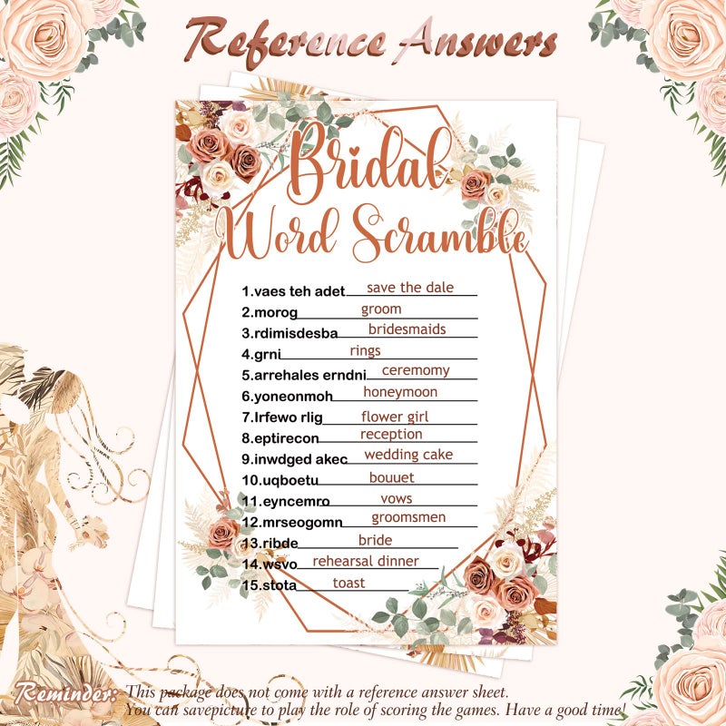Teling 145 Pieces Bridal Shower Game Bridal Shower Favors Set Wedding Games Cards and Pencils for Bride Groom Bachelorette Party Wedding Party Favor(Boho Style) - Image 5