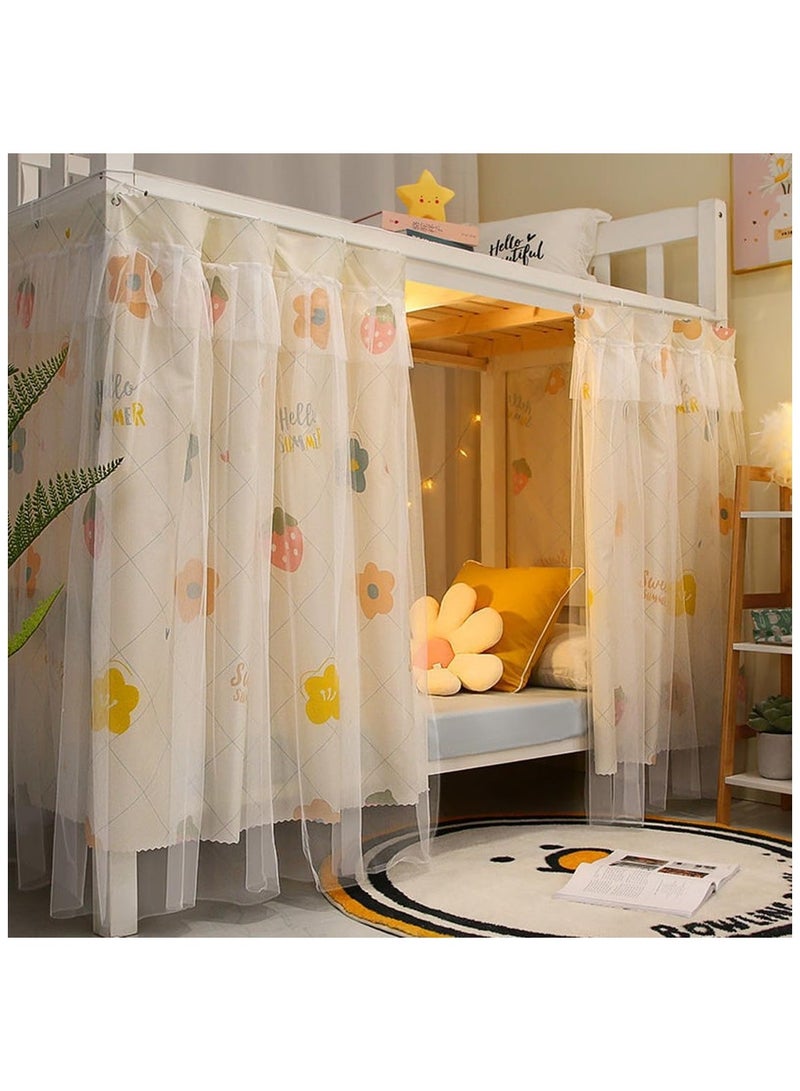 Dorm Bunk Bed Curtain Home Privacy Bed Cloth Shading Curtain Net Bed Tent Dustproof Bed Canopy Single Sleeper Bedding Curtain Student Dormitory Tent Lightproof Bed Spread Curtain Canopy.Flower Grids(2x1.35m）  - Image 1