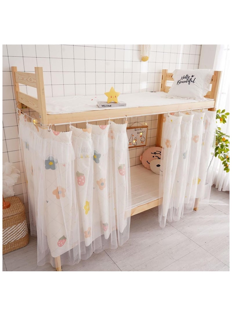 Dorm Bunk Bed Curtain Home Privacy Bed Cloth Shading Curtain Net Bed Tent Dustproof Bed Canopy Single Sleeper Bedding Curtain Student Dormitory Tent Lightproof Bed Spread Curtain Canopy.Flower Grids(2x1.35m）  - Image 2
