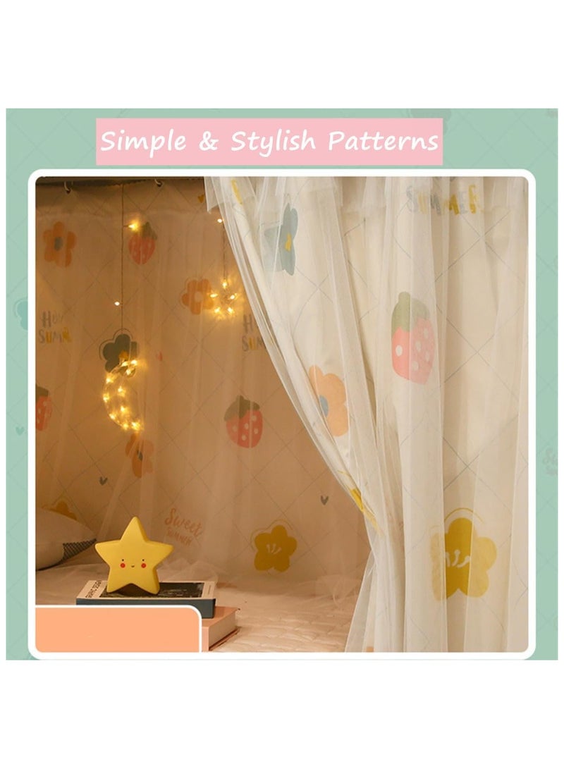 Dorm Bunk Bed Curtain Home Privacy Bed Cloth Shading Curtain Net Bed Tent Dustproof Bed Canopy Single Sleeper Bedding Curtain Student Dormitory Tent Lightproof Bed Spread Curtain Canopy.Flower Grids(2x1.35m）  - Image 4