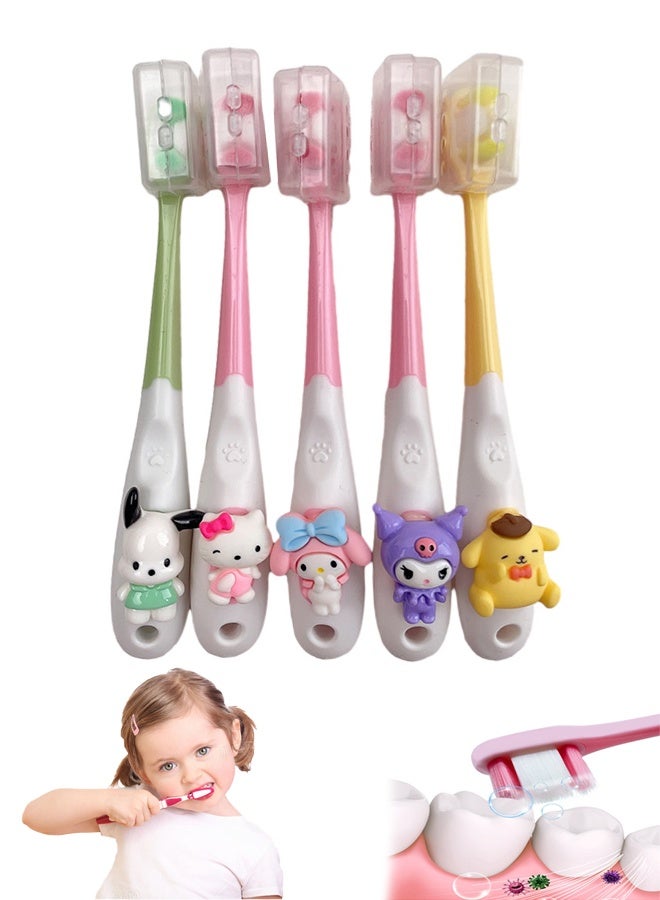 Sanrio 5-Pack Children's Toothbrush With Cartoon Soft Bristles and cute Sanrio Children's Toothbrush Suitable for Children aged 3-12 Hello Kitty Toothbrush - Image 1