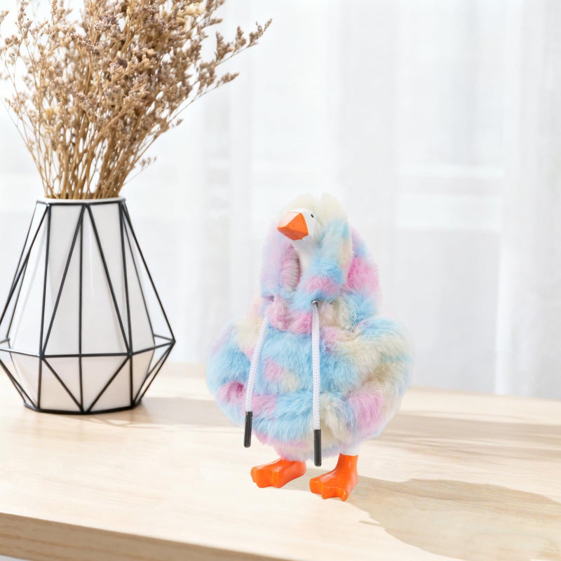 linastu 7inch Desk Goose Outfits, Mini Desktop Goose Clothes Desk Goose Accessories Set for Magnetic Goose Statue ( Colored Plush Hoodie ) - Image 5