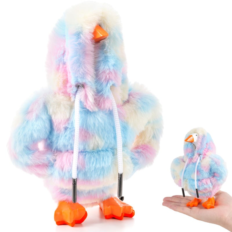 linastu 7inch Desk Goose Outfits, Mini Desktop Goose Clothes Desk Goose Accessories Set for Magnetic Goose Statue ( Colored Plush Hoodie ) - Image 1