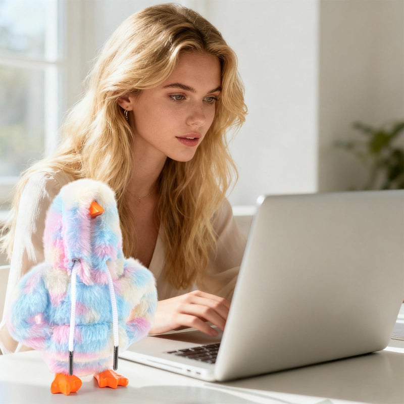 linastu 7inch Desk Goose Outfits, Mini Desktop Goose Clothes Desk Goose Accessories Set for Magnetic Goose Statue ( Colored Plush Hoodie ) - Image 3