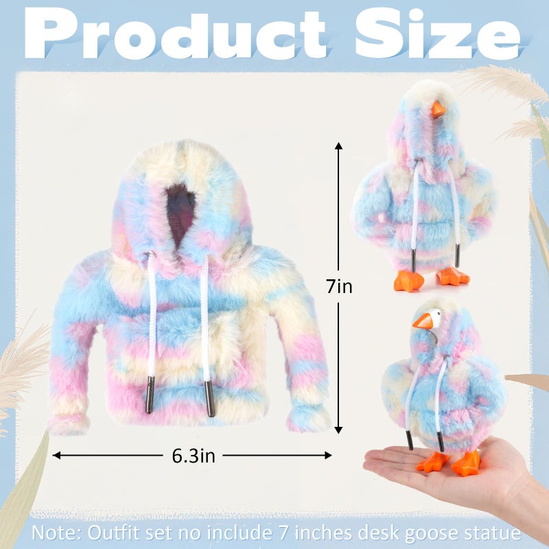 linastu 7inch Desk Goose Outfits, Mini Desktop Goose Clothes Desk Goose Accessories Set for Magnetic Goose Statue ( Colored Plush Hoodie ) - Image 2