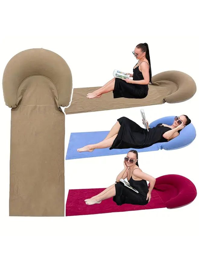 Crimson Inflatable Beach Mat Portable Moisture Resistant Air Mattress For Camping Picnics Beach - Image 2