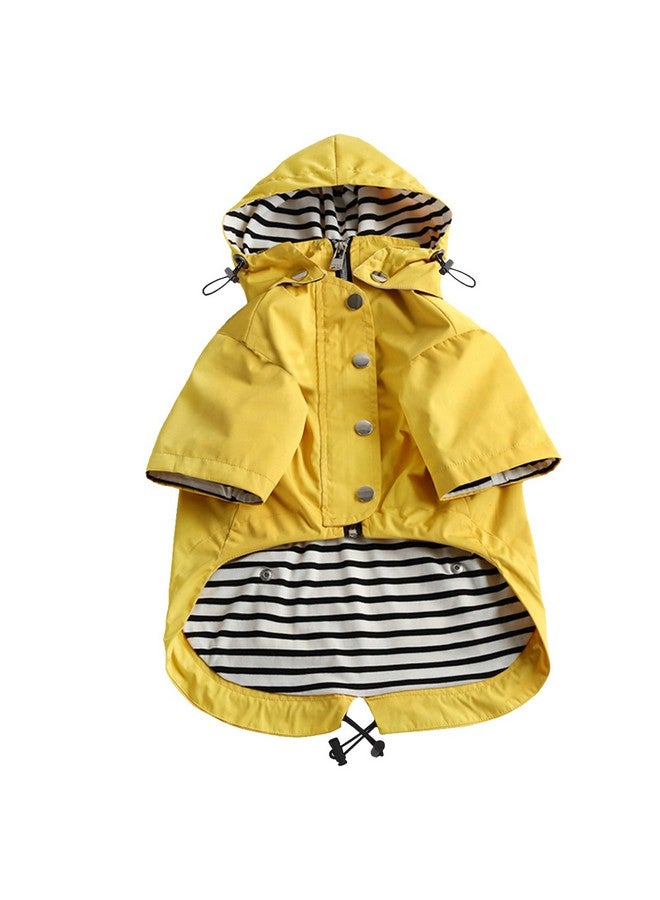 Morezi Dog Zip Up Dog Raincoat With Reflective Buttons, Rain/Water Resistant, Adjustable Drawstring, Removable Hood, Dog Raincoats With Legs 8Lbs To 80Lbs Available  Yellow  L - Image 1