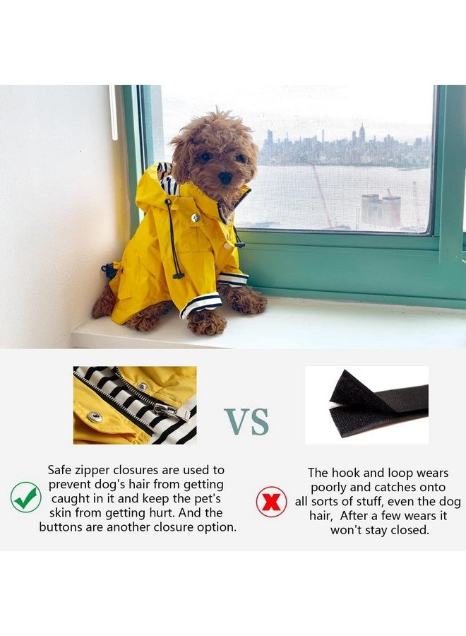 Morezi Dog Zip Up Dog Raincoat With Reflective Buttons, Rain/Water Resistant, Adjustable Drawstring, Removable Hood, Dog Raincoats With Legs 8Lbs To 80Lbs Available  Yellow  L - Image 4