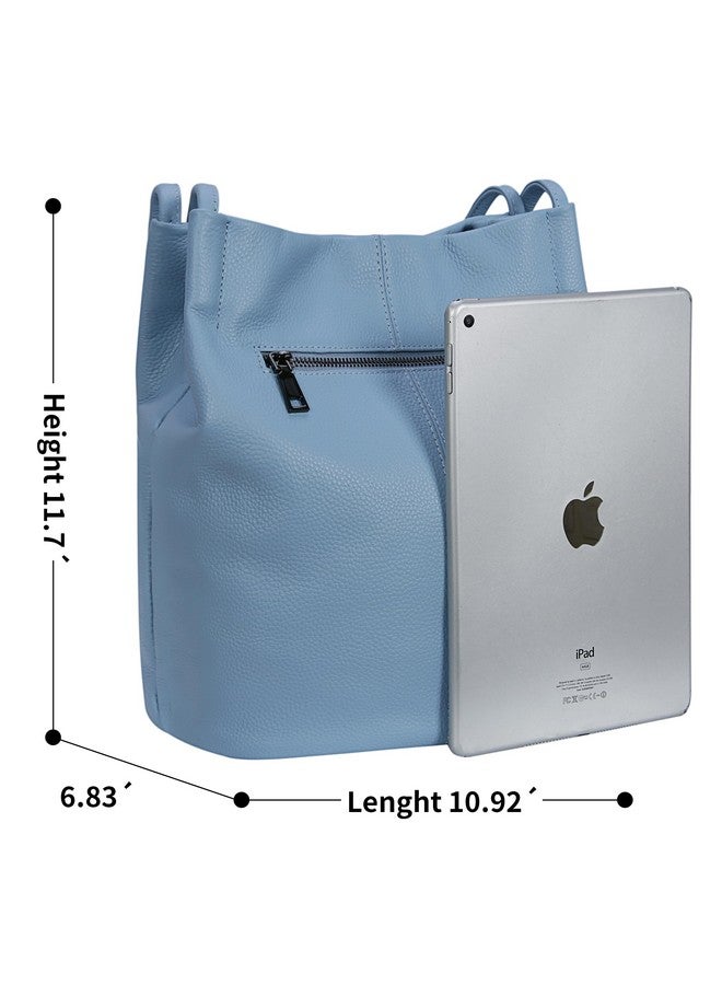 آي سوي حقائب إيزوي النسائية الكبيرة - حقيبة يد جلدية، حقيبة كتف، حقيبة يد - دلو، حقيبة يد، حقيبة هوبو - حقائب يد نسائية (أزرق فاتح - ليتشي) - Image 2