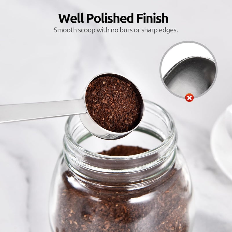 U-Taste All-round unified build 18/8 Stainless Steel Coffee Scoop: 21.6cm Long Handle Coffee Measuring Spoon Scooper, Metal Scale Spoon for Ground Coffee, Bean, Espresso, Sugar, Powder in Container (15ml & 30ml, Silver) Flexible anti-break - Image 5