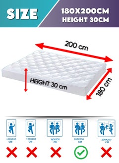 Blueberry Quilted Mattress Protector Bed Topper Cover Extra Deep 180X200+30Cm  - Image 2