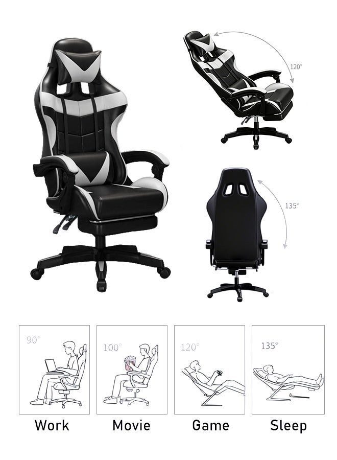 rayze Ergonomic gaming chair/computer chair, height adjustable, PU leather, high backrest, lumbar support, comfortable armrests, 360° swivel, suitable for office or gaming (available in black and white). - Image 2