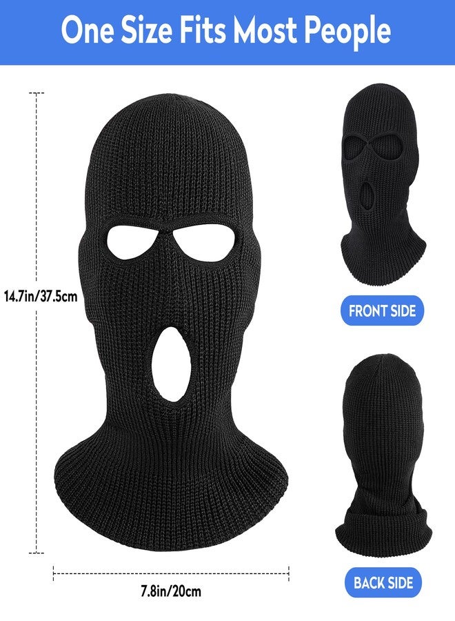 Pukavt 3 Hole Winter Knitted Mask, Full Face Cover Ski Mask Warm Balaclava for Skiing, Motorcycle, Snowboard Black - Image 2