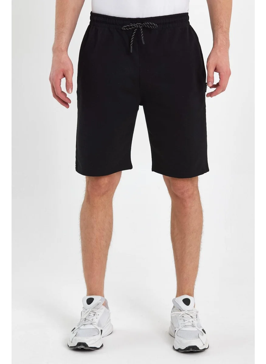 mmetalic Regular Fit Black Men's Shorts with Side Pockets