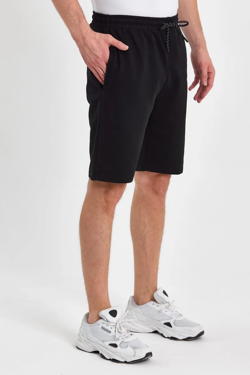 mmetalic Regular Fit Black Men's Shorts with Side Pockets