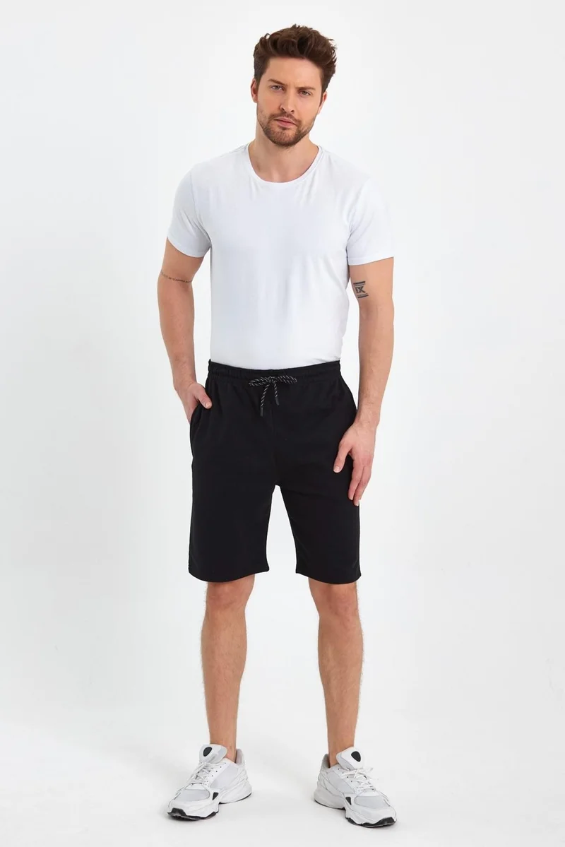 mmetalic Regular Fit Black Men's Shorts with Side Pockets