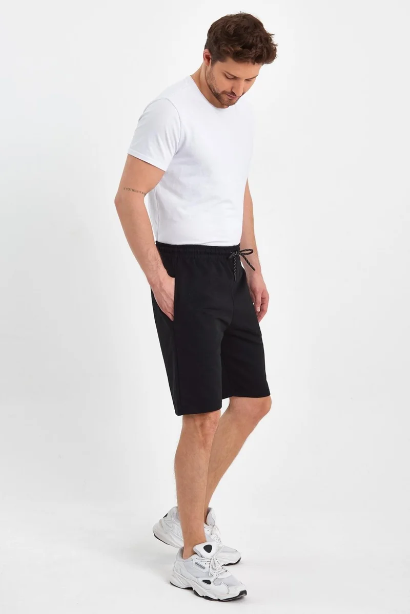 mmetalic Regular Fit Black Men's Shorts with Side Pockets