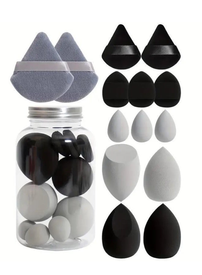 QINGYAN 14-Piece Makeup Sponge Set- Multi soft color Mini Makeup Sponge, Powder Puff Long Lasting Beauty Sponge Wet & Dry Use for Women (Black) - Image 2