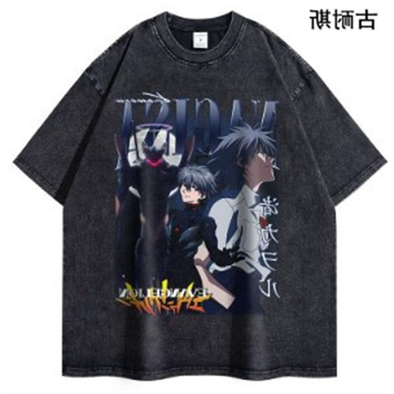 American Street Washed Old Cartoon Animation Printing Lazada Short-Sleeved T-Shirt Heavy - Image 3