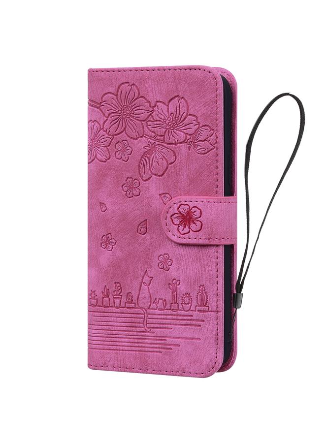 S-TOP Case For Google Pixel 9 / 9 Pro Cartoon Sakura Cat Embossed Leather Phone Case - Image 2