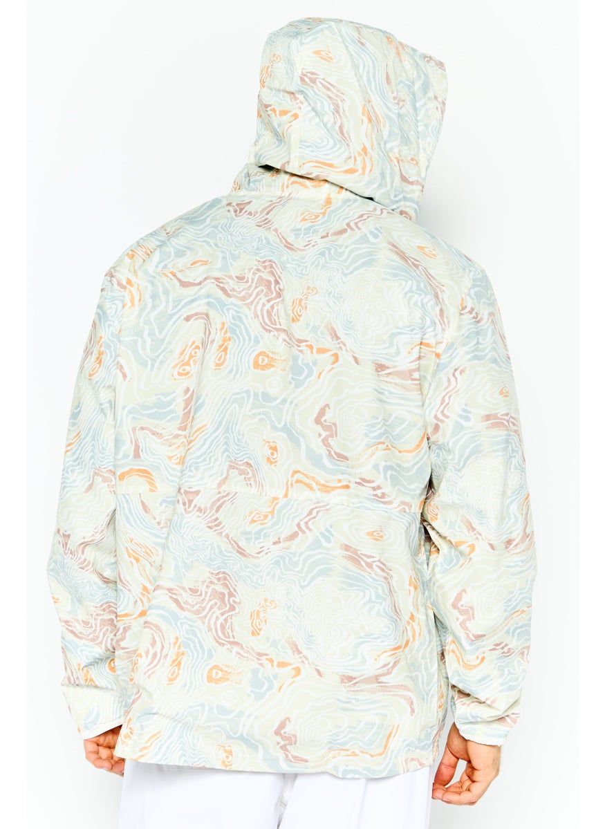 Hurley Men Sportswear Fit Outdoor Hooded Jacket, Ivory Combo  - Image 4