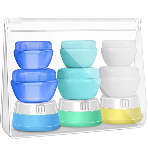 selizo Travel Bottles Containers Silicone and Plastic Cream Jars with TSA Approved Toiletry Case for Toiletries Cosmetic Makeup Body Hand Cream Lotion Shampoo - Image 1