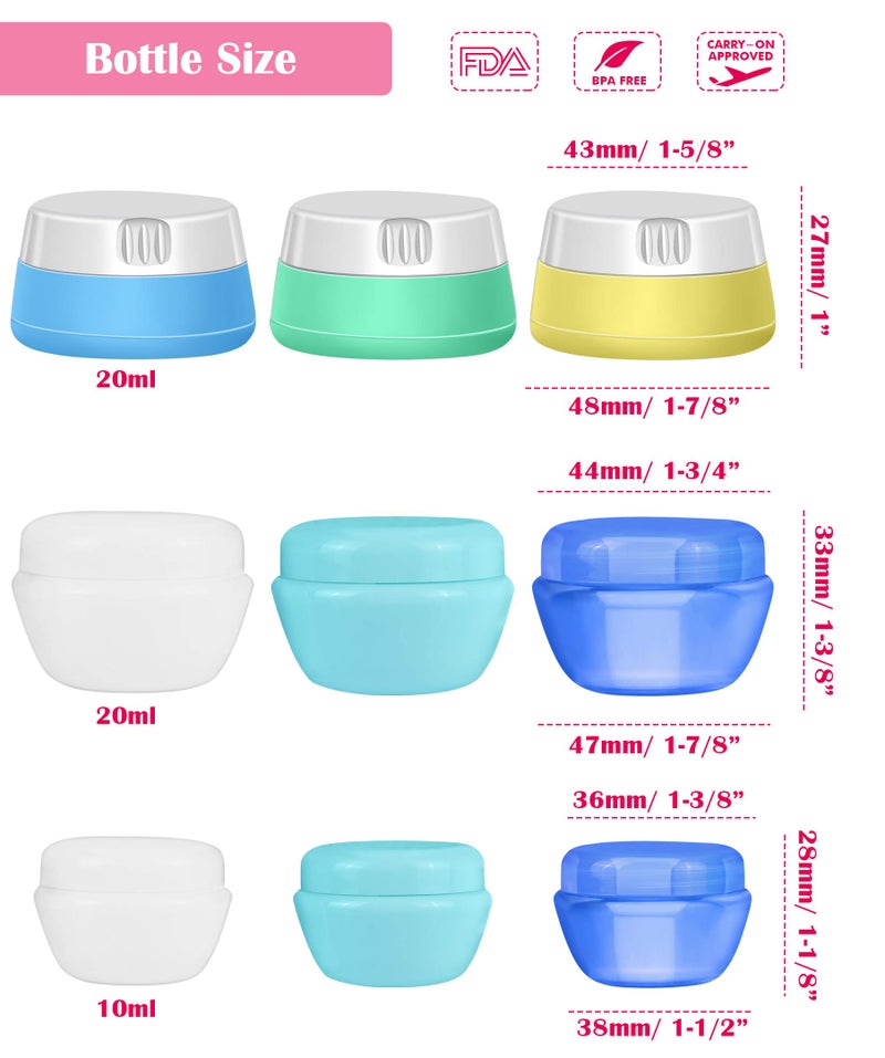 selizo Travel Bottles Containers Silicone and Plastic Cream Jars with TSA Approved Toiletry Case for Toiletries Cosmetic Makeup Body Hand Cream Lotion Shampoo - Image 4