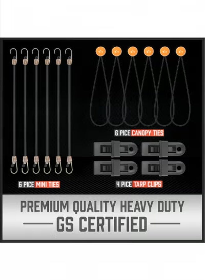 Peachjoy 30-Piece Premium Bungee Cords Assortment Jar, Includes 10”, 18”, 24”, 32”, 40” Bungee Cords, 8”Canopy/Tarp Ball Ties and Crocodile Mouth Tarp Clips - Image 3