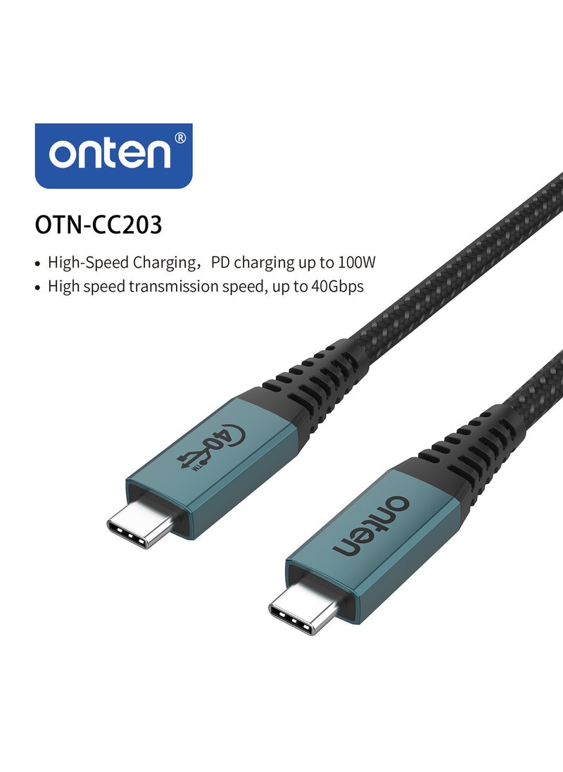 onten OTN-CC203 Charging and data transfer cable from Type-C to Type-C with a data transfer speed of up to 40 GB per second and a display resolution of 8K  - Image 4