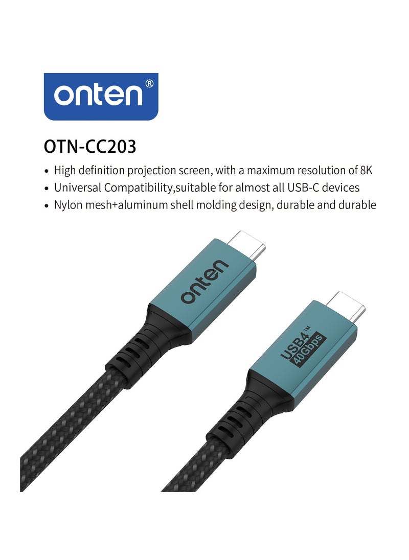 onten OTN-CC203 Charging and data transfer cable from Type-C to Type-C with a data transfer speed of up to 40 GB per second and a display resolution of 8K  - Image 5
