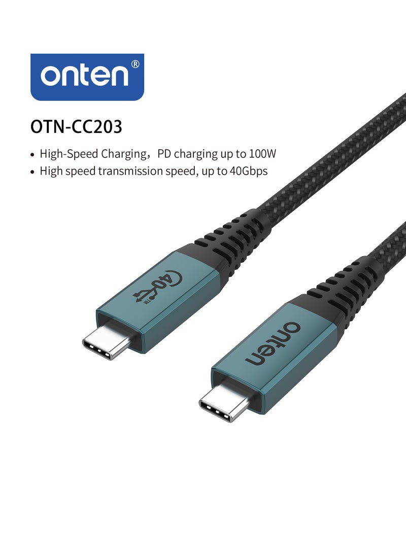 onten OTN-CC203 Charging and data transfer cable from Type-C to Type-C with a data transfer speed of up to 40 GB per second and a display resolution of 8K  - Image 3