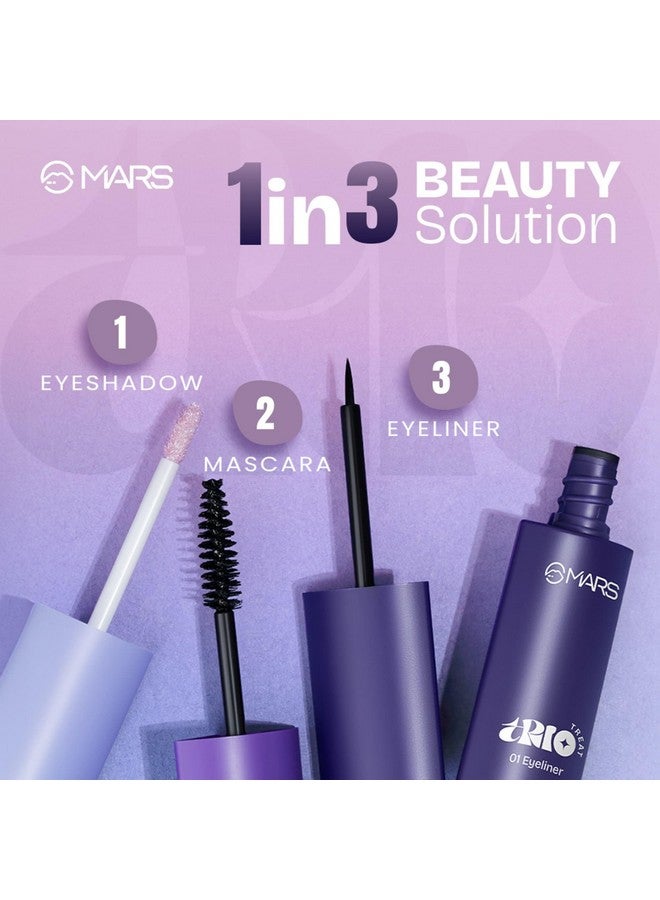 MARS TRIO Treat 3-IN-1 Eye Makeup Kit with Eyeliner, Mascara & Eyeshadow (24.50gm) | Travel Friendly Design | Long-Lasting | Versatile | Effortles Application - Image 2