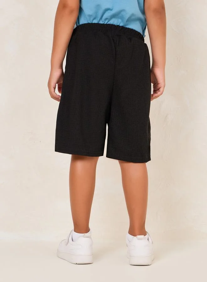 Styli Toddler Boys Bear Printed Pocket Front Waffle Short