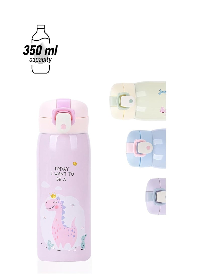 Loquat 350ml Kids Water Bottles, Kids Stainless Steel Water Bottle BPA-Free Leak Proof Insulated Water Bottles for Boys and Girls Reusable Metal Water Bottles-Keep 12 Hours Hot 24 Hours Cold Pink - Image 1