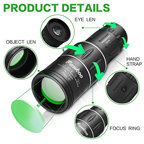 Pankoo High Powered 16X52 Monocular Telescope for Adults - 2025 Power Prism, Compact HD Scope, Suitable for Gifts, Outdoor Activities, Concert, Travelling & Bird Watching - Image 2