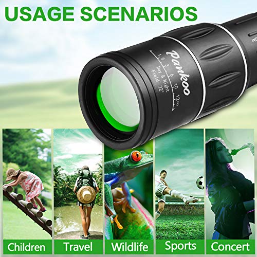 Pankoo High Powered 16X52 Monocular Telescope for Adults - 2025 Power Prism, Compact HD Scope, Suitable for Gifts, Outdoor Activities, Concert, Travelling & Bird Watching - Image 5