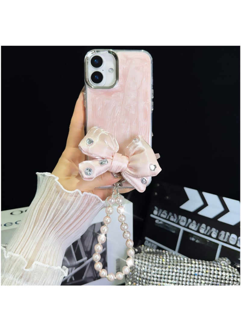 Generic Phone Charm , Pearl Bow Beaded Phone Chain lanyards, Anti-Lost Charm Wrist Strap Phone Lanyard Wrist Strap Keychain with Stainless steel 360 degree rotating clip metal chain for Wallet Handbag Camera Cell Decoration  - Image 3