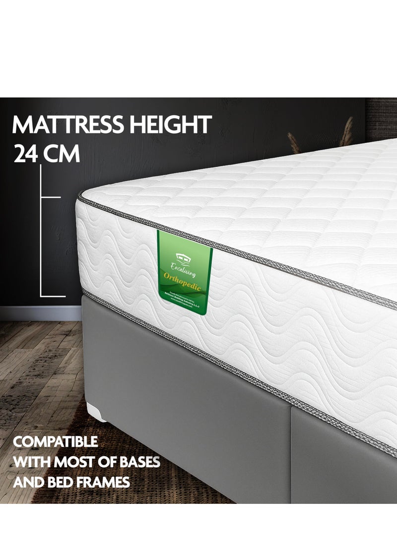 EASELIVING Super King Size Orthopedic Mattress - 24 cm Medium Firm Mattress with Breathable Fabric | Reversible Bonnell Spring Ortho Mattress with Pressure Relief for All Sleepers | 3-Year Warranty (200 x 200 cm) - Image 2