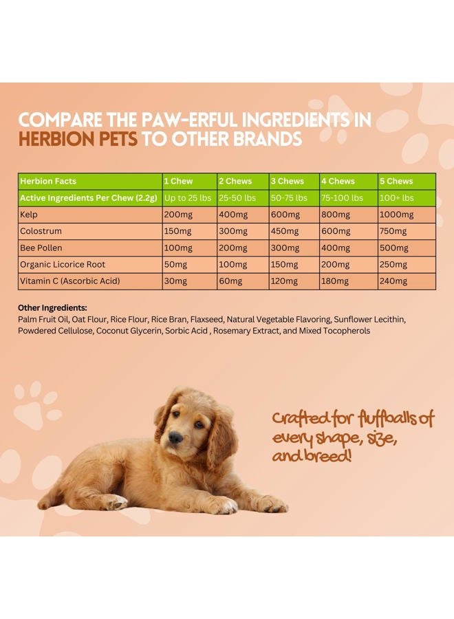 Herbion Pets Allergy + Immune Chews with Kelp & Vitamin C, 120 Soft Chews, Supports Immunity, Skin & Coat Health, Relieves Itchy Skin, Made in USA, Natural Vegetable Flavor, for Dogs 12 Weeks+, Pack 1 - Image 4